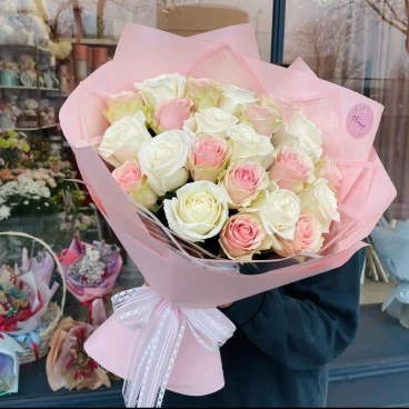 White and pink roses